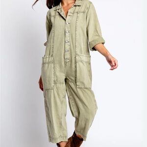 Free People Margarita Long Sleeve Denim Jumpsuit